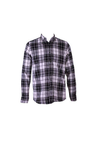 trender Pocketless Lumberjack Black - White Men's Shirt 8025
