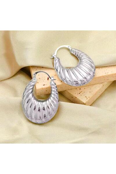 Rachel Silver Vintage Silver Color Convex Steel Oyster Earrings