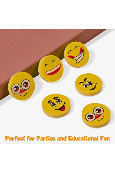 SNAPTRON Emoji Erasers for Kids – 70 Pcs Cute Yellow Emoticon Erasers