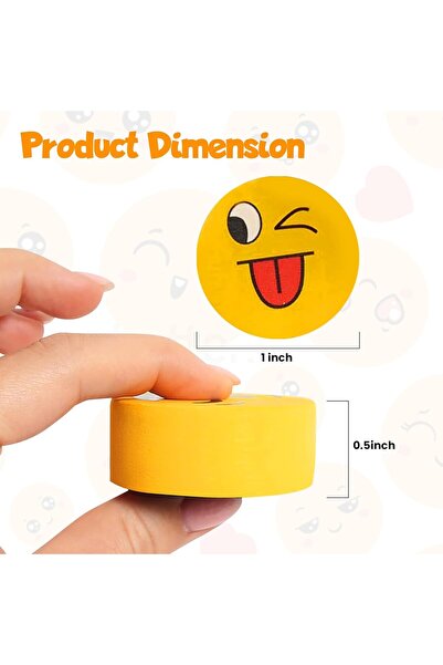 SNAPTRON Emoji Erasers for Kids – 70 Pcs Cute Yellow Emoticon Erasers