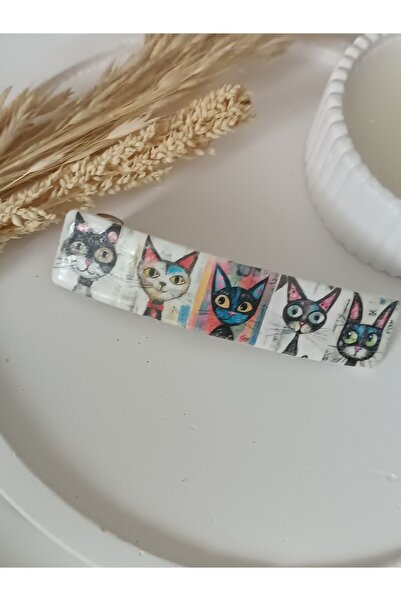 La fee aksesuar Büyük Boy Kedili Toka el Yapımı Polimer Kil Kedi Otomatik Met...