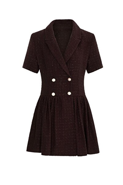 laulei Sadia Tuvit Mini Ceket Elbise Kahve