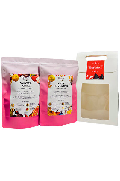 Calm AF Rituals Set Cadou Craciun - 2 Ceaiuri de Baie - Mix de Plante, Uleiuri Esentiale, Fulgi de Magneziu