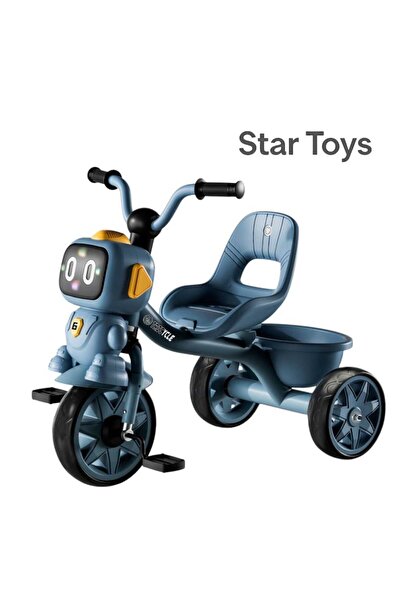 STAR TOYS Children's tricycle with a smart robot design – comfortable seat and rear basket –