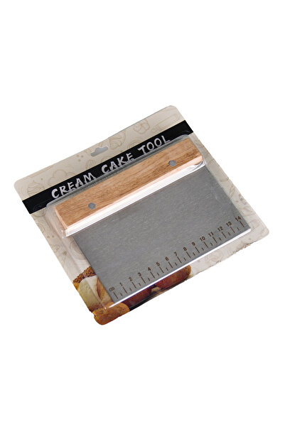 Mons Dough Slicer Wooden Handle Dough Cake Pizza Slicer Stainless Steel Measured