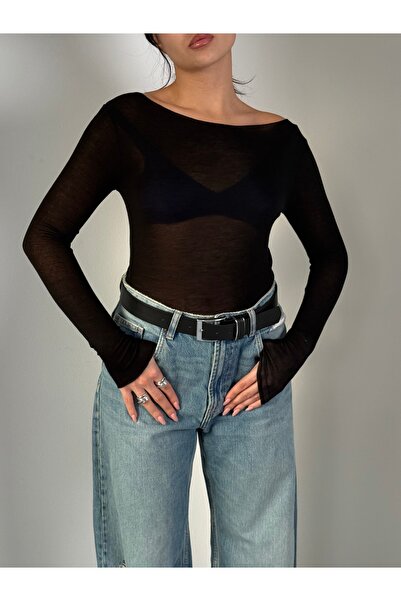 coaksco Women's Boat Neck Modal Cashmere Ultra Light Blouse - Black