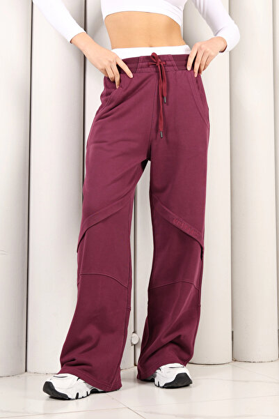 MOSRANİC Women's Burgundy Oversized Sweatpants |   Msc 2618Alt