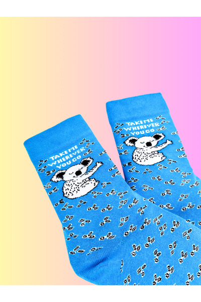 Shuttle Park Special Series Happy Colorful Koala Patterned Socks Fun Comfortable Stylish Design Style Socks