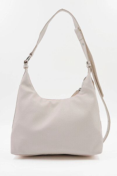 Hüvendo Women's Casual Shoulder Bag with Chain and Front Pocket Detail Adjustable Strap Beige