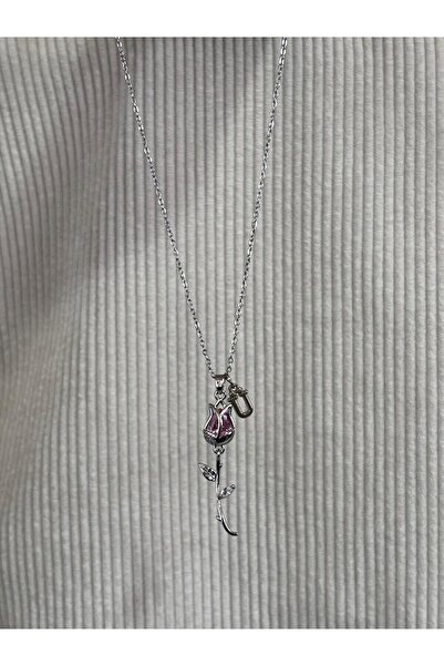 bijoux uniques aşkın simgesi Ü harfli çelik lale kolye