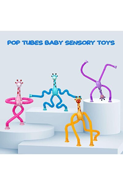 SNAPTRON 4-Piece Giraffe Suction Cup Fidget Toy Set – Sensory Travel Toys for Toddlers