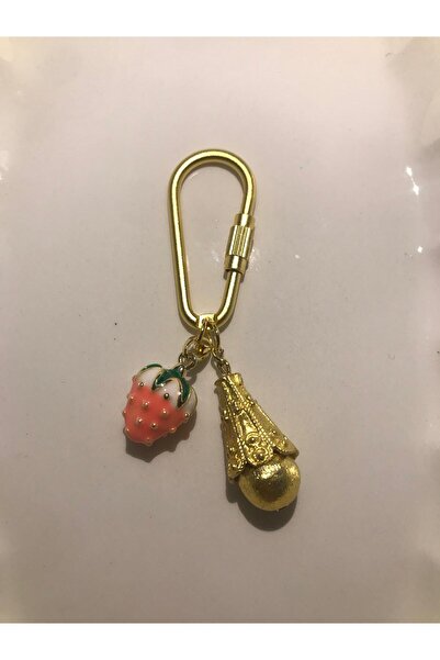 CKR ÇANTA KİLİT CHARM KOLYE UCU. ÇANTA CHARMI. ÇİLEK VE SARI TOP CHARM.