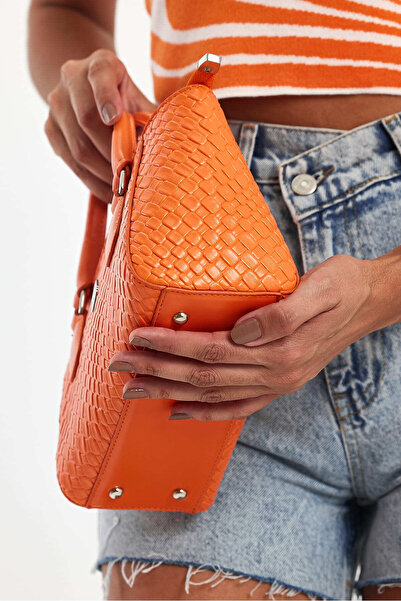 Hüvendo Small Size Long Strap Women's Stylish Hand and Shoulder Bag Orange