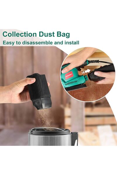 HYCHIKA 200W Detail Sander for Wood with Dust Collector and 12 Sandpapers, 14000 RPM