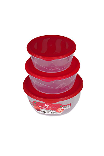Mons Qlux 3 Size Storage Container Round Storage Container Set 750 ml + 1100 ml + 1750 ml Bpa Free