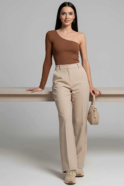 ZENGEZUR MALL Sptrns One Shoulder Basic Blouse Brown T4275 (203710) (Size: m)