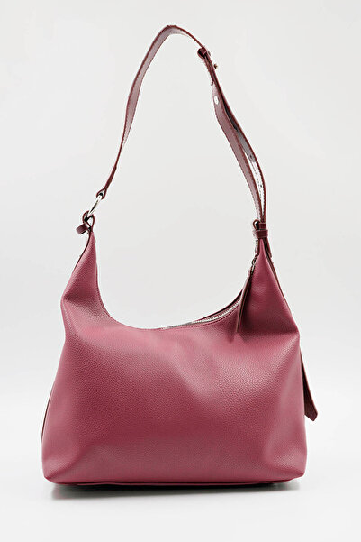 Hüvendo Women's Casual Shoulder Bag with Chain and Front Pocket Detail Adjustable Strap Burgundy