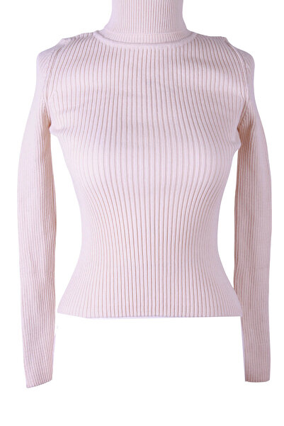 trender Gny02 Corded Fabric Turtleneck Ecru Women's Sweater 26Kl71V91005