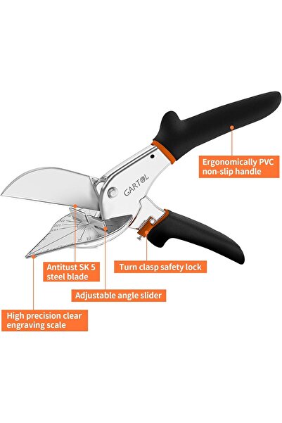 Gartol Miter Shears - Adjustable 45–135° Multifunctional Trunking Shears for Molding, Trim, Soft