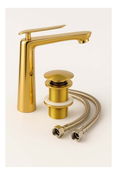 Generic High Gold Basin Mixer Faucet with Automatic Drain