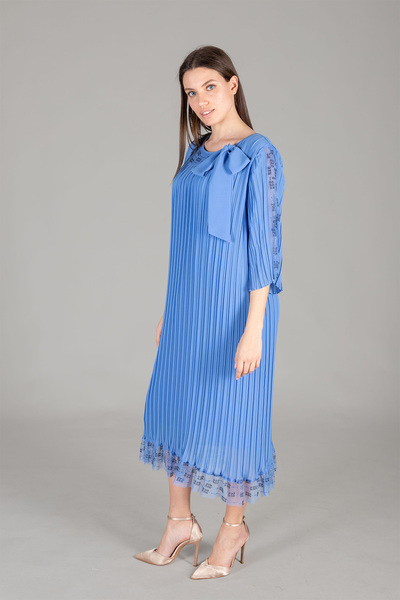 GUMANIZE Women's Round Neck Tulle Chiffon Dress