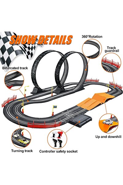 SNAPTRON Electric High-Speed Slot Car Race Track, Dual Racing Set – 5.6m