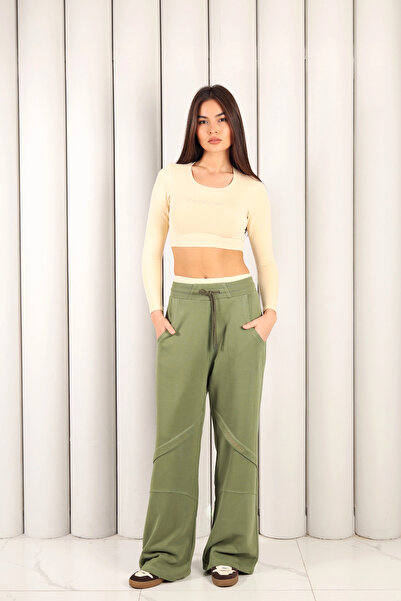 MOSRANİC Women's Green Oversized Sweatpants |   Msc 2618Alt