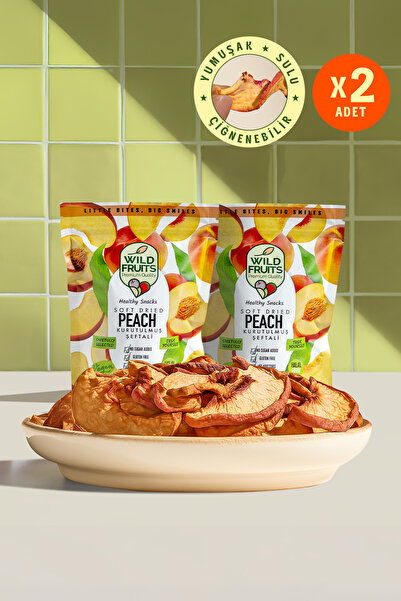 WildFruits Premium Quality فاكهة مجففة - خوخ مجفف بدون إضافات أو سكر مضاف، نباتي، فاكهة مجففة ناعمة 2 × 50 جرام