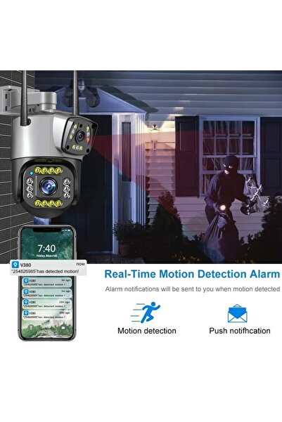 UNİBOX Surveillance Camera, WIFI, 4MP HD, PTZ, App Control, IP66 Waterproof, Alarm