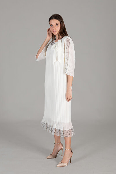 GUMANIZE Women's Round Neck Tulle Chiffon Dress