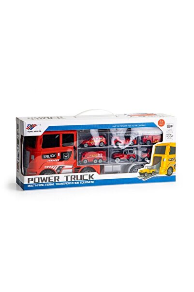 Selgot Truck set with 6 fire engine toy cars, TIR truck transporter, 41 cm length