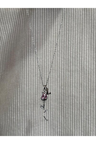 bijoux uniques aşkın simgesi L harfli çelik lale kolye