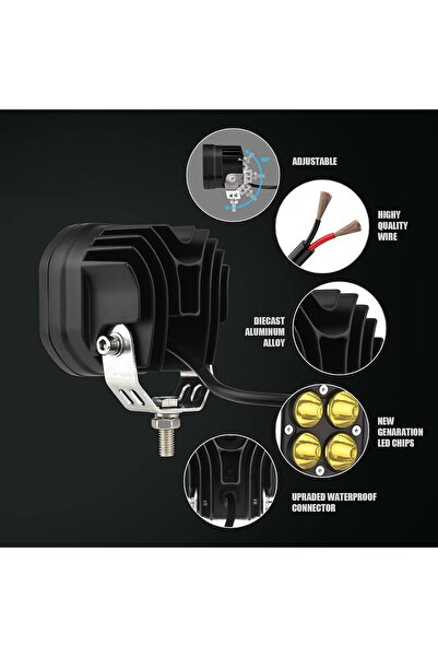 MR.SMART F.T.C Mr.Smart LED Car Fog Light, High Power 4-LED Pods, Yellow Lens, Set of 2.