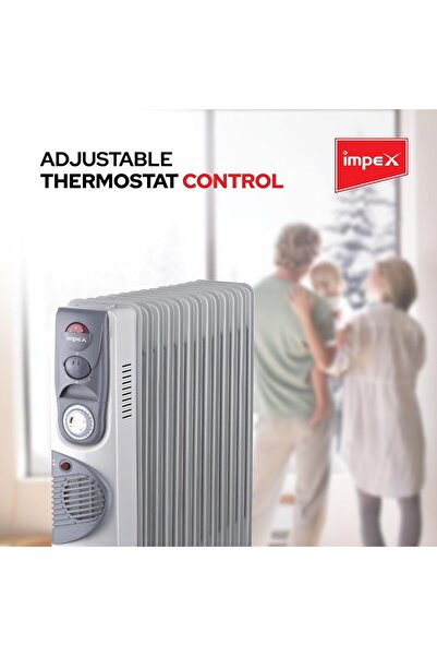 İMPEX Oil Electric Heater 2500W with 400W Turbo Fan, 3 Heat Settings, 13 Fins (OHF 13)