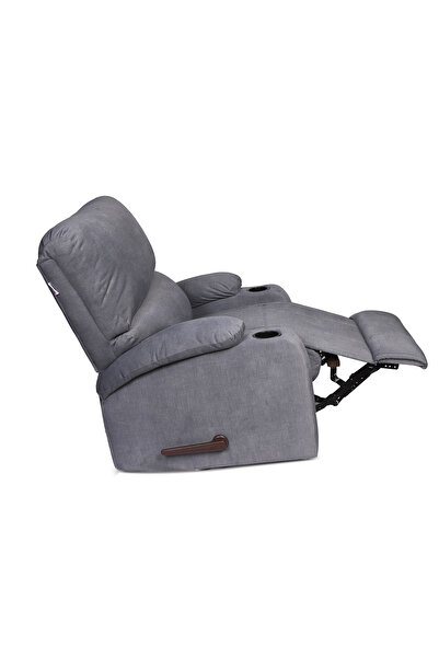 BACK COMFORT Relax Cinema Recliner Chair with Cup Holder | Classic | Velvet | Gray