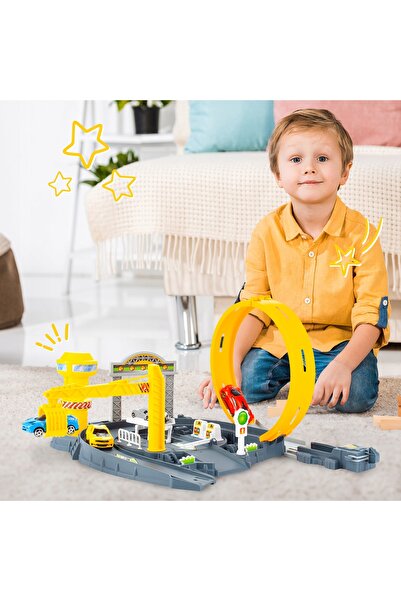 Selgot Car Track with Launcher and 4 Included Cars, Multicolor, 45 x 30 x 23 cm