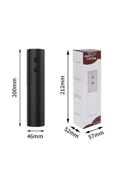 Flippy Electric Wine Bottle Opener, USB Rechargeable, 20 x 4.6 cm, Black