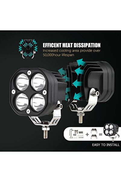 MR.SMART F.T.C Mr Smart LED Car Fog Light, High Power 4-LED Pods, White Lens, Set of 2.