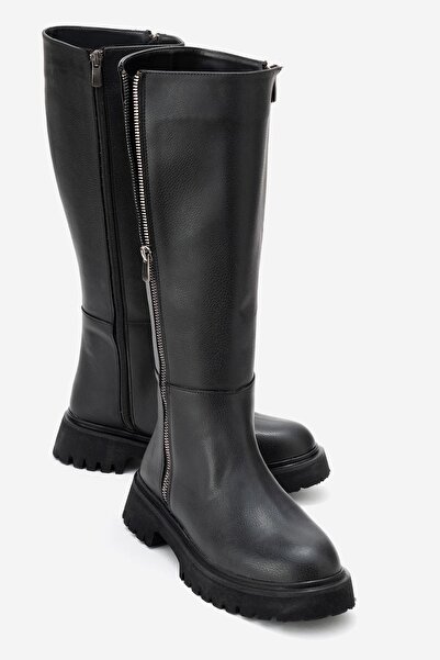 CCWAY AYAKKABI Дамски ботуши с цип BLACK LEATHER