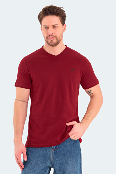 Slazenger Rivaldo Men's V-Neck Burgundy T-Shirt
