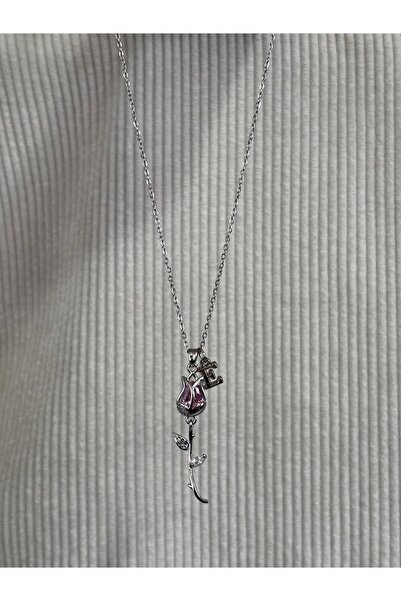 bijoux uniques aşkın simgesi E harfli çelik lale kolye