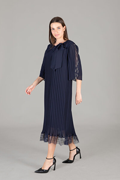 GUMANIZE Women's Round Neck Tulle Chiffon Dress