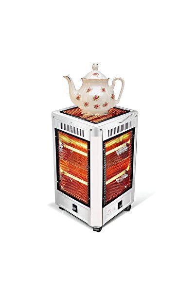 TEFONER TE-05 2000W Quartz Electric Heater with 5 Heating Sides and 4 Wheels for Easy Movement