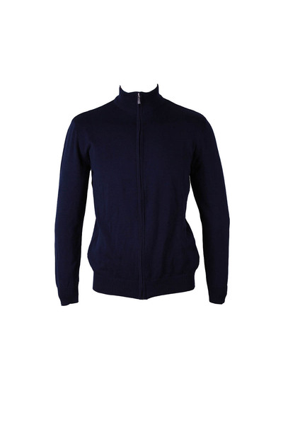 trender سترة رجالية باللون الأزرق الداكن بسحاب