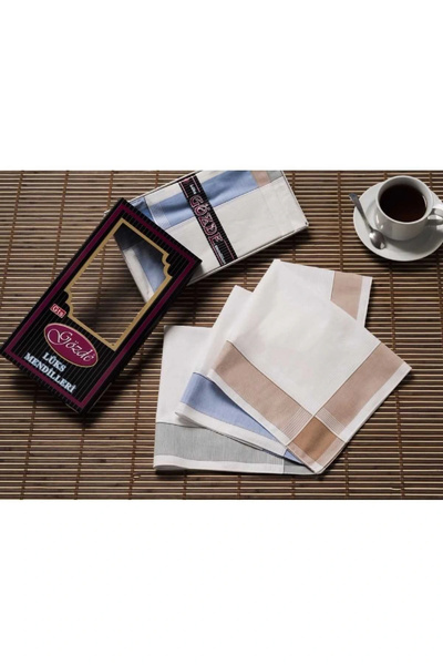 Elif Mira Black Boxed 42X42 cm 12 Pieces Fabric Handkerchiefs-Gm 02