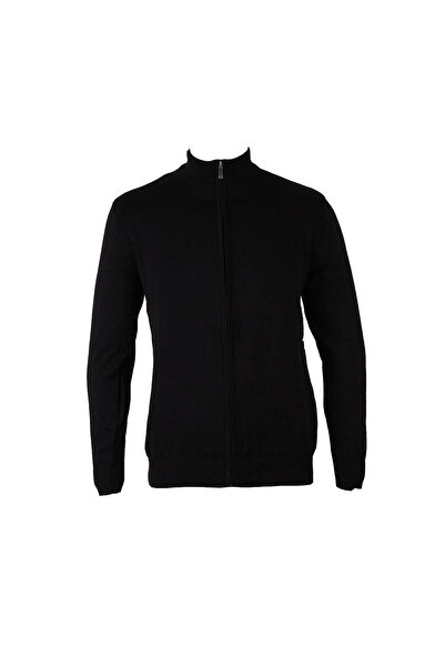 trender Black Men's Cardigan with Zipper