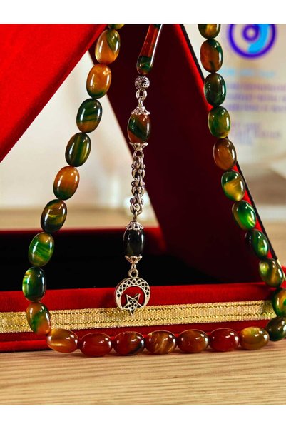 TAKIDA GÜMÜŞ Fire Amber Prayer Beads, Masterfully Crafted, Handmade Capsule-Cut Special Pine Resin Prayer Beads with Tassels