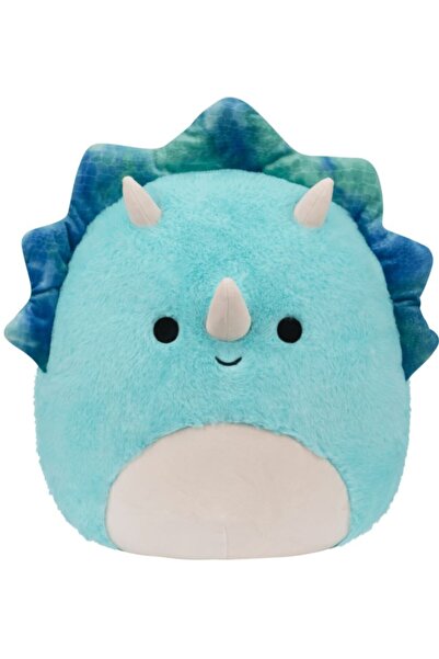 Squishmallows Fuzz-A-Mallows Triceratops Malik plush toy, blue, 30 cm