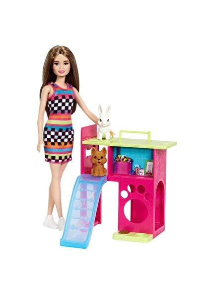 Barbie Papusa accesorii si catelus, Pet Playhouse Playset, veterinar, HGM62,3...