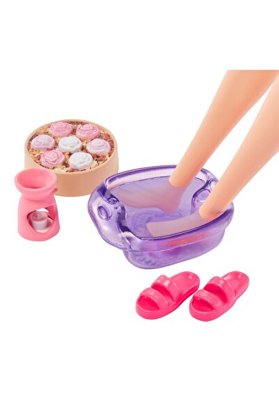 Barbie playset with doll accessories a day at the spa